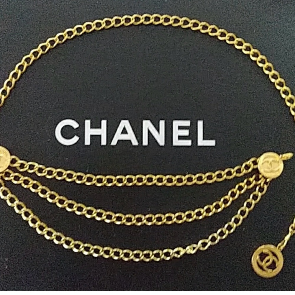 CHANEL Double Layer Gold Chain Belt